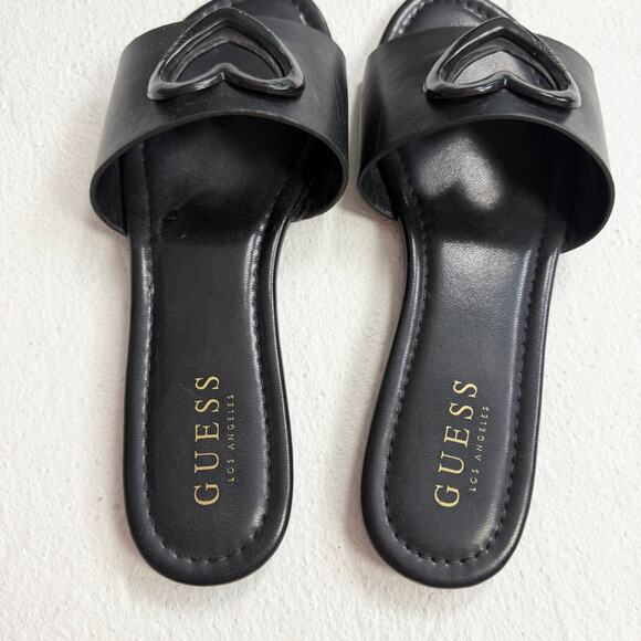 Guess Black Heart Slide Sandals, Size 8 - Picture 4 of 6